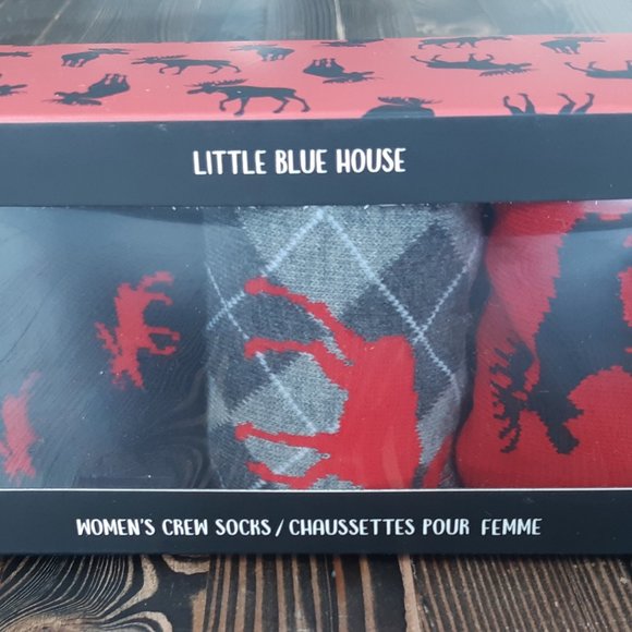 Moose on Red Women's Crew Sock Set - Picture 4 of 6